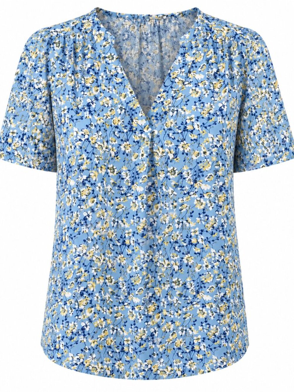 Hilary Radley Blue Floral Blouse XL V-Neck Lightweight Top